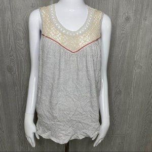 Maeve crochet lace striped sleeveless tank top size large petite